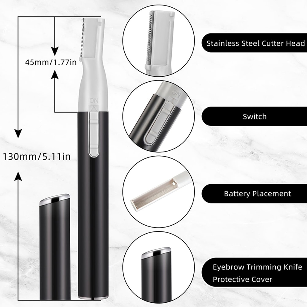 Electric Eyebrow Trimmer Mini Facial Shaver for Hair Removal, Body, Lips, Neck, Arms, and Legs