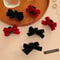 Elegant Black Velvet Bow Hair Clip Set For Women Princess Style Grab Clips 6