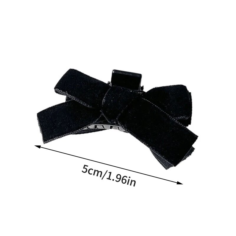 Elegant Black Velvet Bow Hair Clip Set For Women Princess Style Grab Clips 4