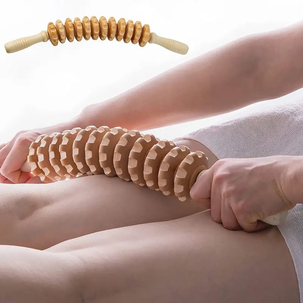Wooden Fascia Massager With AntiSlip Handle For Relaxation And Smooth Skin 5