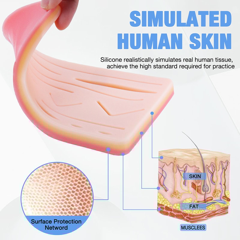 Silicone Skin Pad Suture Training Kit For Surgeon Medical Practice Traumatic Wound Simulation 2