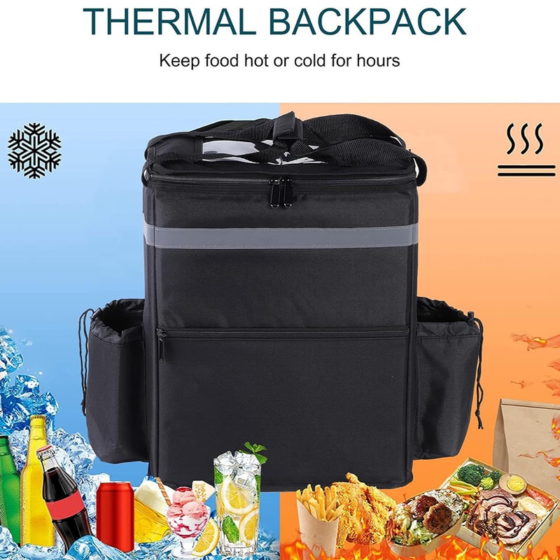 Insulated Delivery Backpack Thermal Food Delivery Bag For Riders Large Capacity Takeout Grocery 3