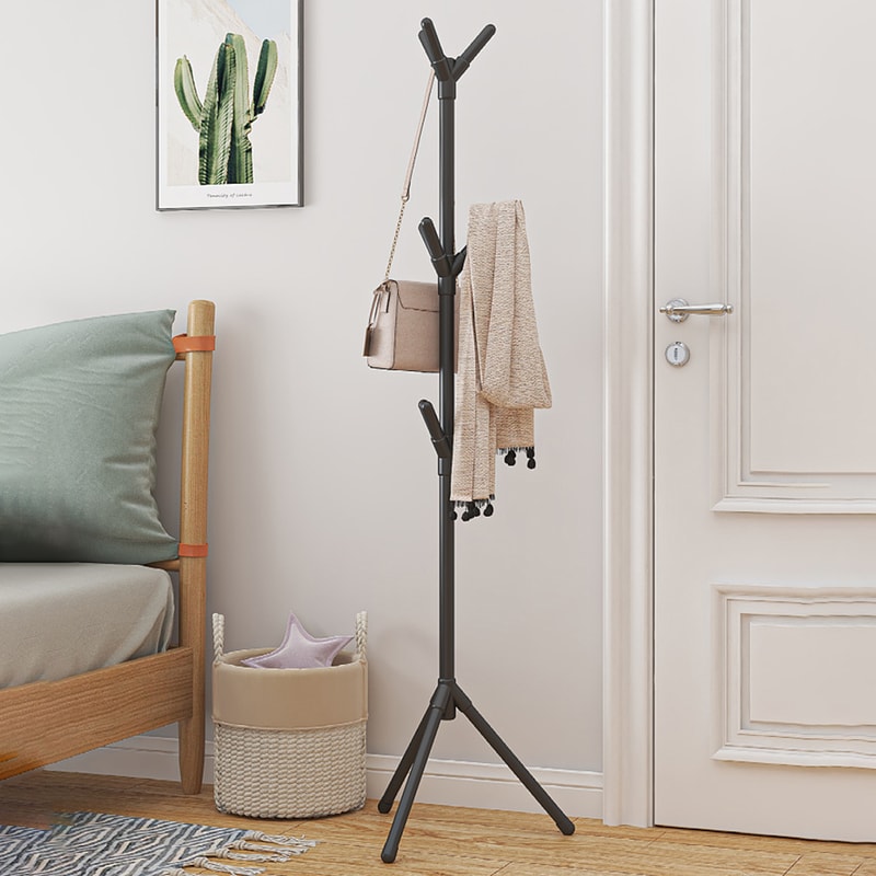 Easy-to-Assemble Vertical Floor Standing Wrought Iron Hanger for Office, Bedroom, and Lobby