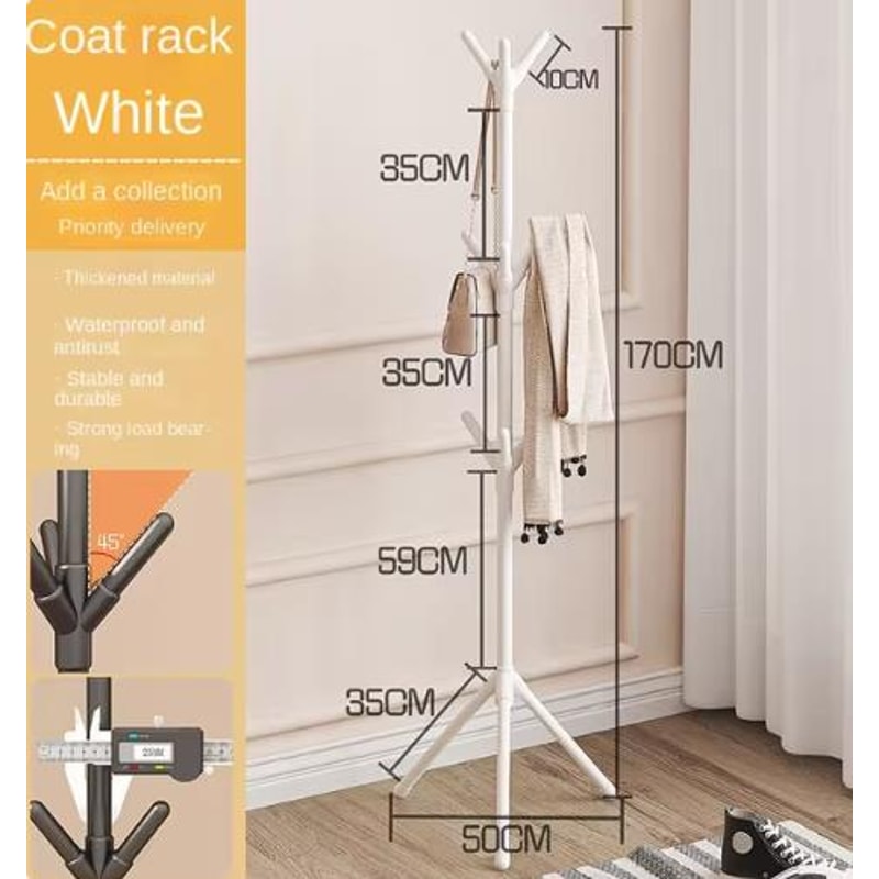 Easy-to-Assemble Vertical Floor Standing Wrought Iron Hanger for Office, Bedroom, and Lobby