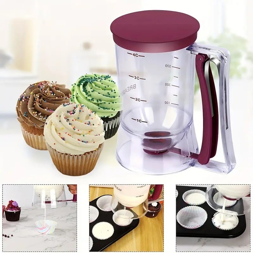 HandHeld Batter Dispenser For Pancakes Cupcakes Cakes Graduated Funnel Pastry Tool 2