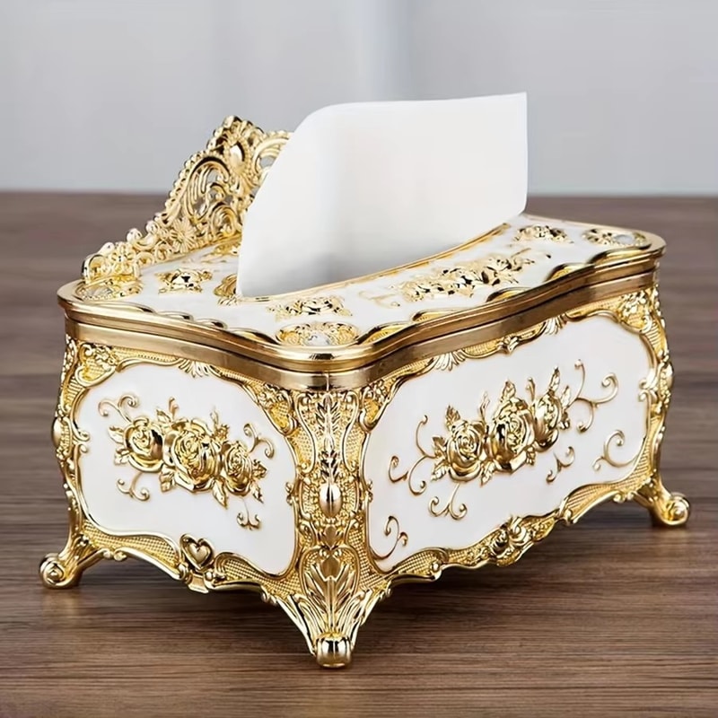 Luxury Tissue Box For Living Room Hotel Elegant Napkin Extraction Storage Box For Desktop 0