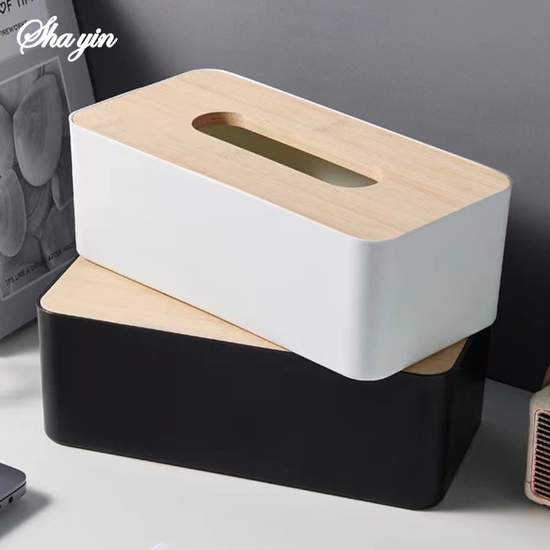 Creative Solid Wood Tissue Box With Thickened Square Dust Cover Elegant Desktop Storage For Home An 3