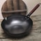 Pure Iron Wok Pan, Non-Coated Cast Iron for Gas and Induction Cooker Chinese Wok Cookware