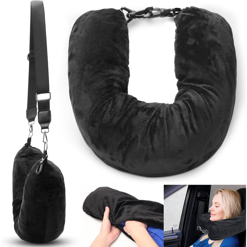 Premium Adjustable Memory Foam Travel Neck Pillow for Airplane, Car & Home Comfort