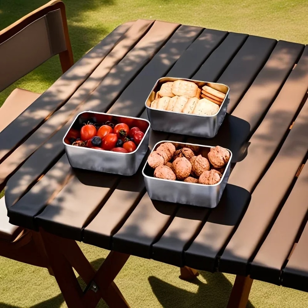 Stainless Steel Food Storage Containers Set Leakproof, Stackable Flip-Top Lids for Camping, Office, Kitchen.