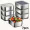 Stainless Steel Food Storage Containers Set Leakproof, Stackable Flip-Top Lids for Camping, Office, Kitchen.