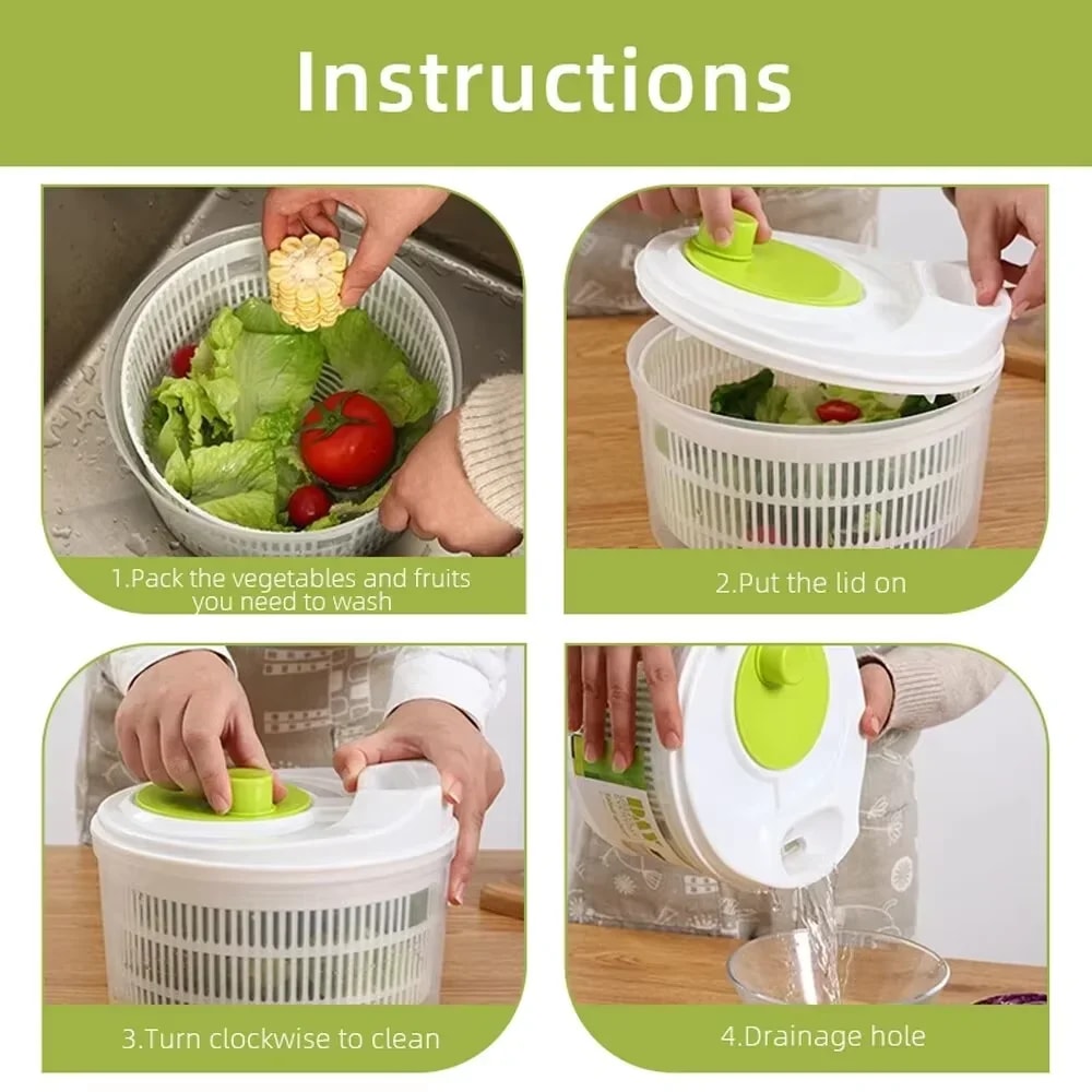 Multifunctional Manual Vegetable Dehydrator Salad Spinner With Fruit Lettuce Drain Basket For Eff 4