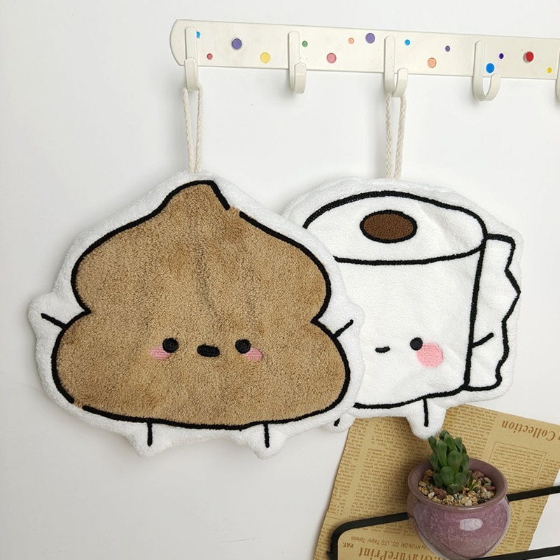 Cartoon Coral Fleece Hanging Hand Towel Super Absorbent 0