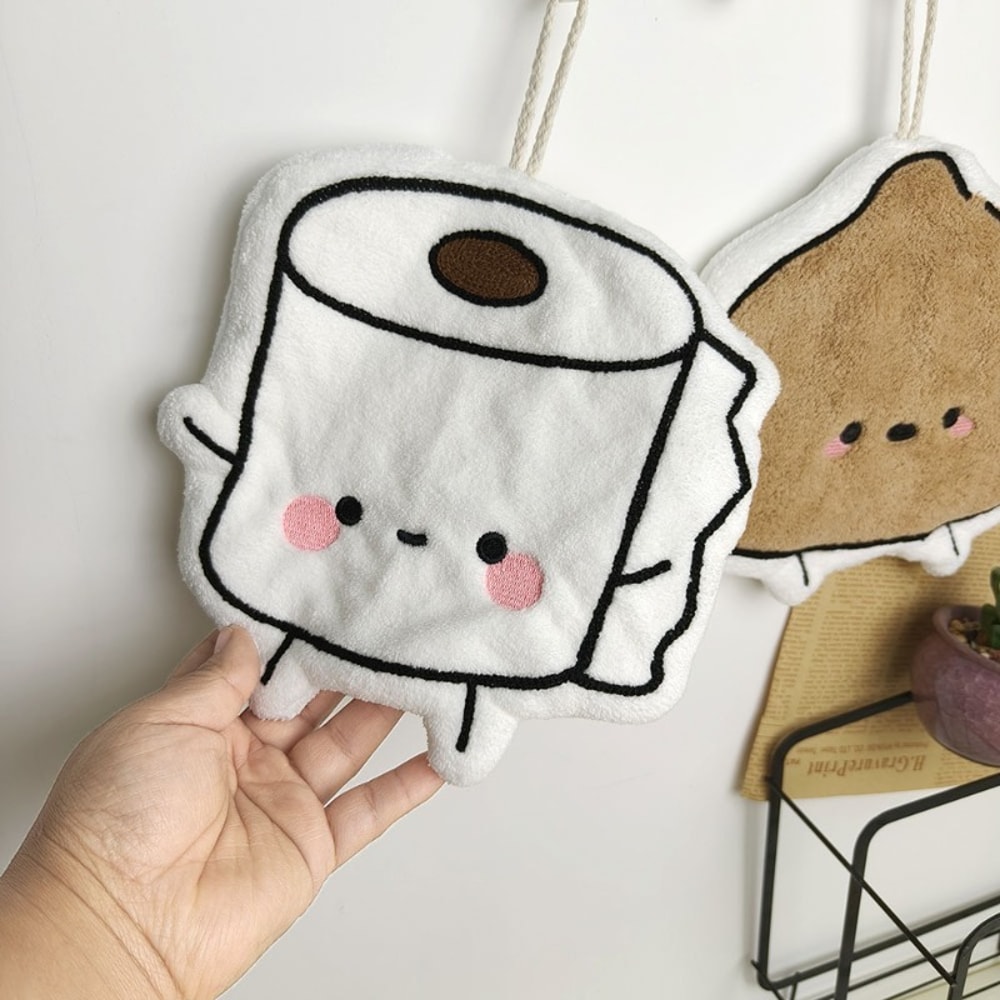 Cartoon Coral Fleece Hanging Hand Towel Super Absorbent 1