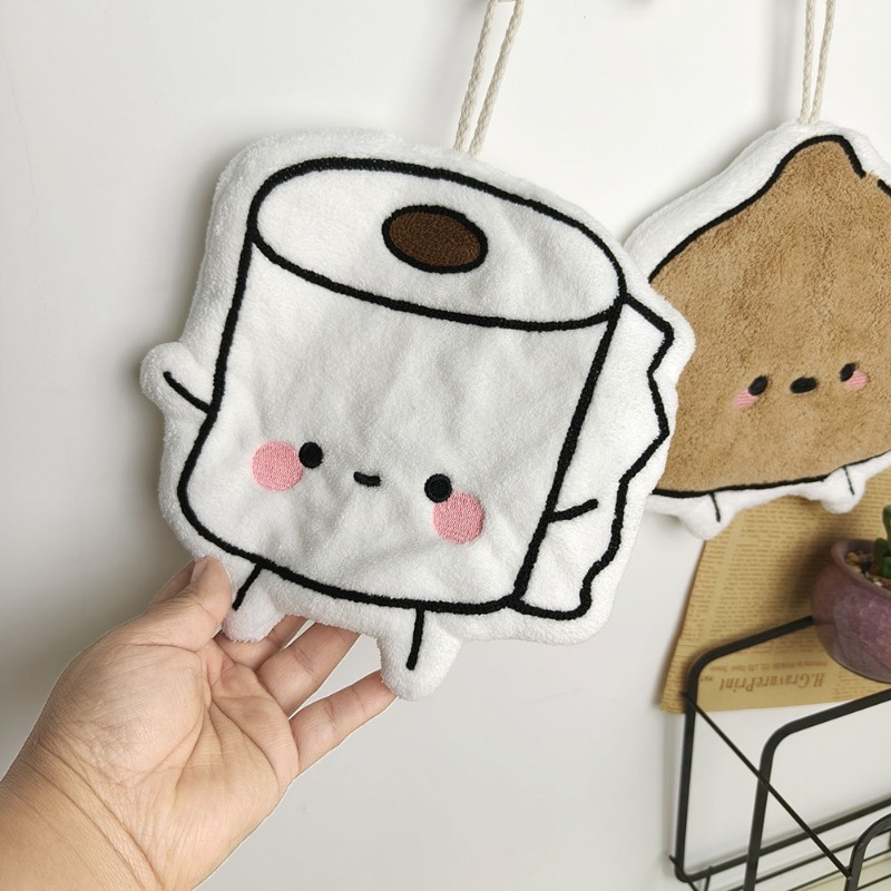 Cartoon Coral Fleece Hanging Hand Towel Super Absorbent 1