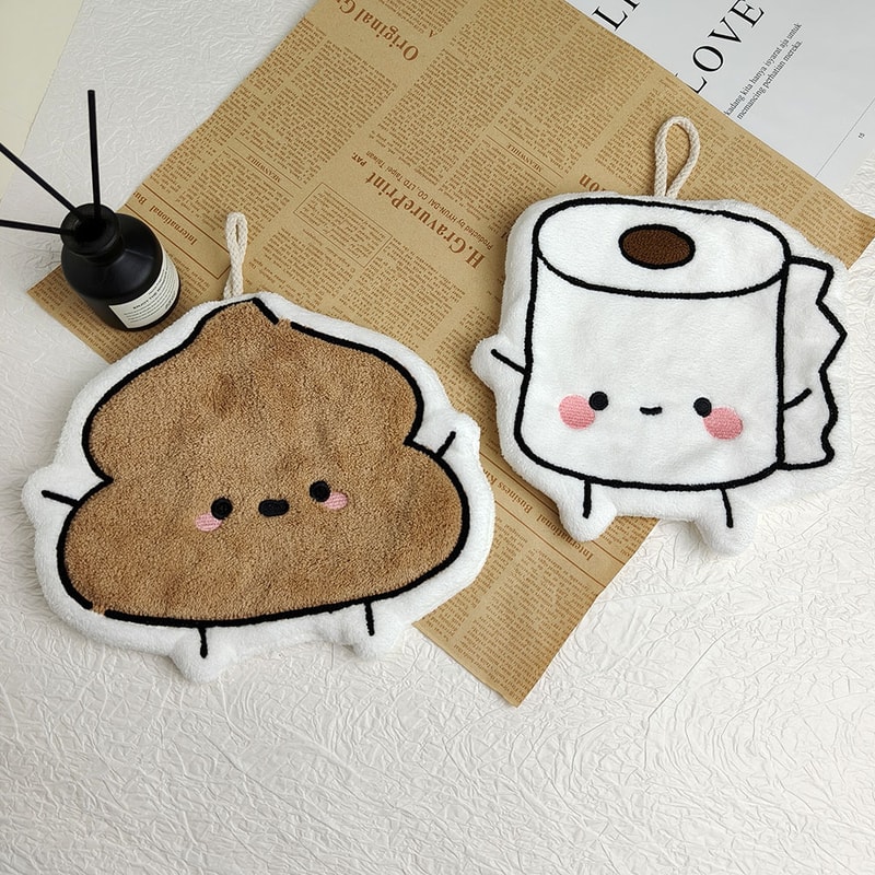 Cartoon Coral Fleece Hanging Hand Towel Super Absorbent 8