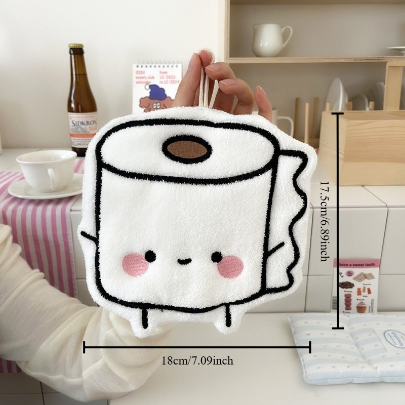 Cartoon Coral Fleece Hanging Hand Towel Super Absorbent 4