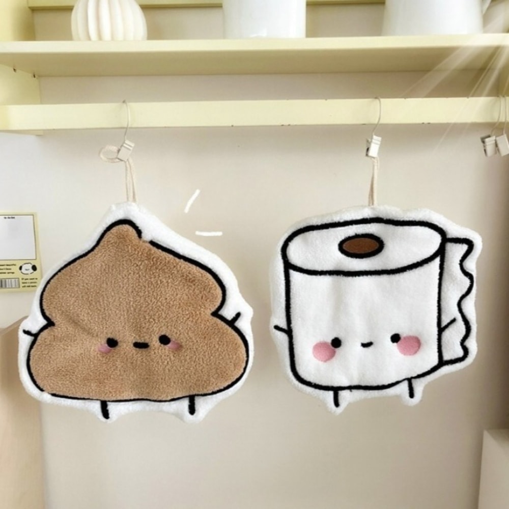 Cartoon Coral Fleece Hanging Hand Towel Super Absorbent 5