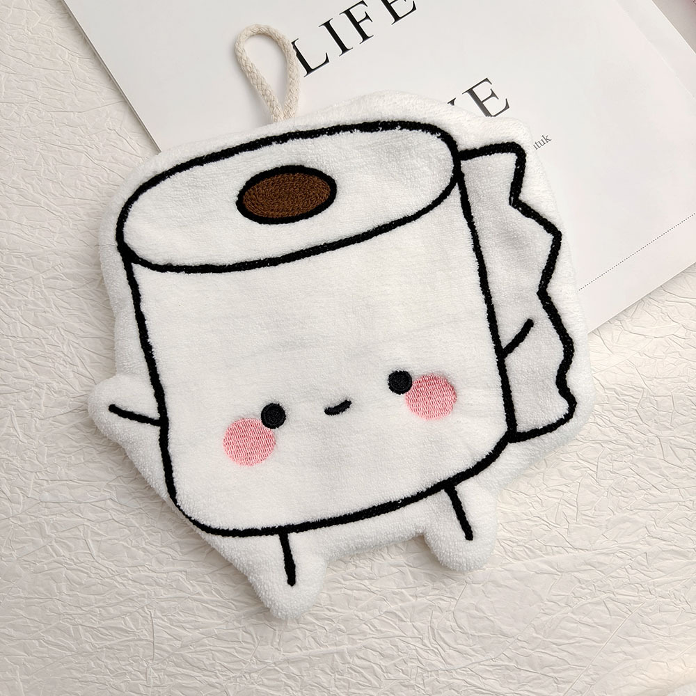 Cartoon Coral Fleece Hanging Hand Towel Super Absorbent 7