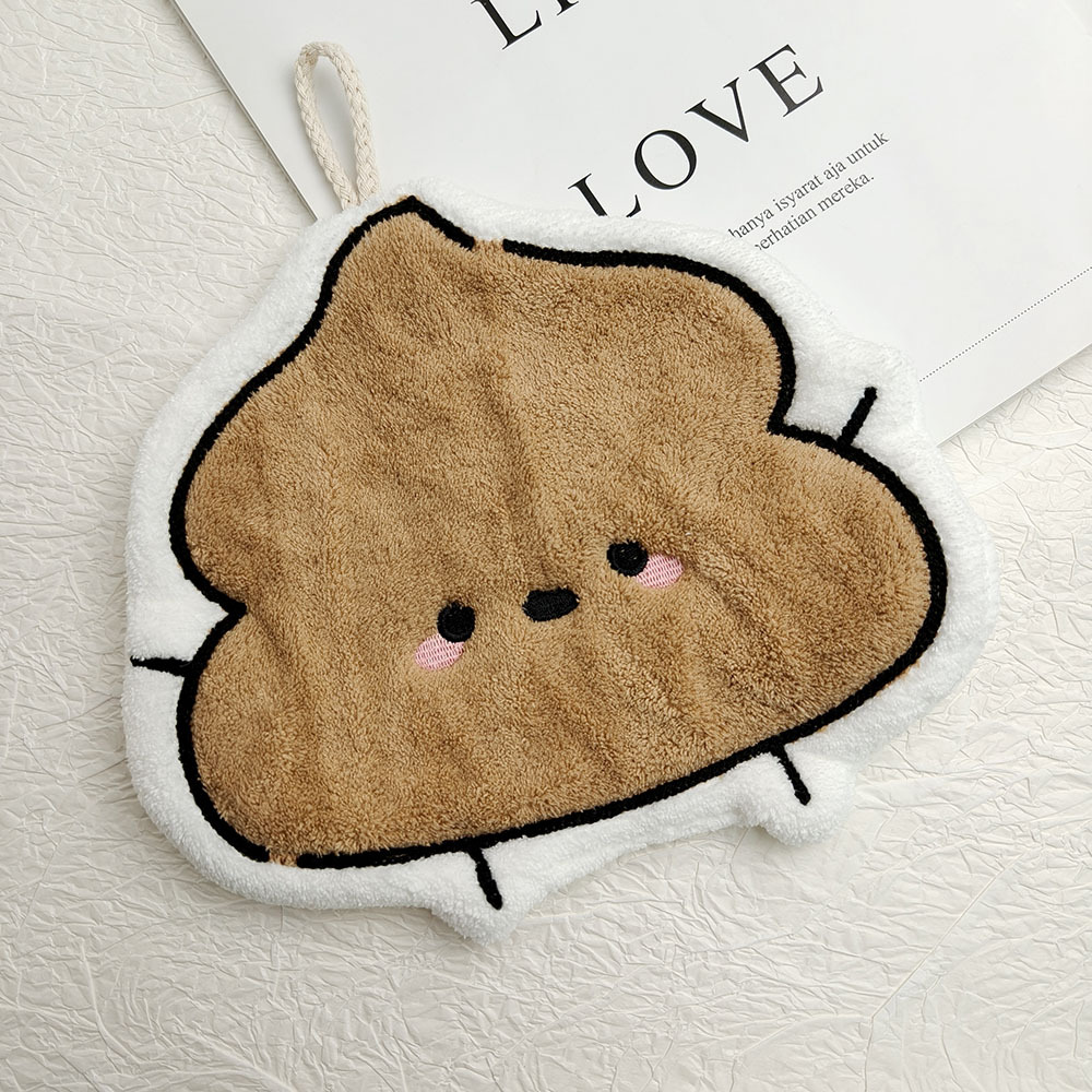 Cartoon Coral Fleece Hanging Hand Towel Super Absorbent 6