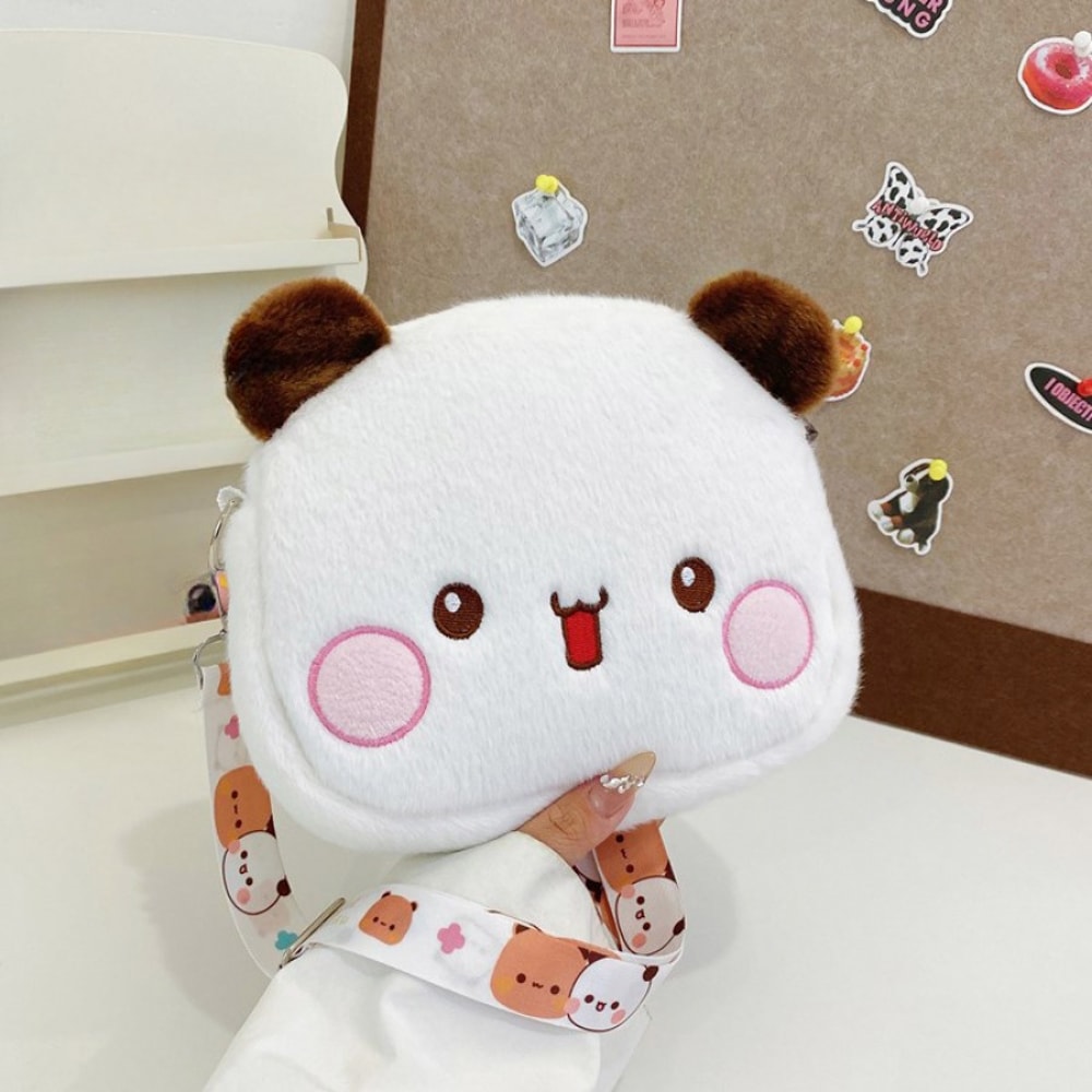 Cute Panda Bear Plush Backpack For Women Kawaii Crossbody Coin Purse Soft Plush Shoulder Bag For 1