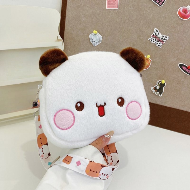 Cute Panda Bear Plush Backpack For Women Kawaii Crossbody Coin Purse Soft Plush Shoulder Bag For 1