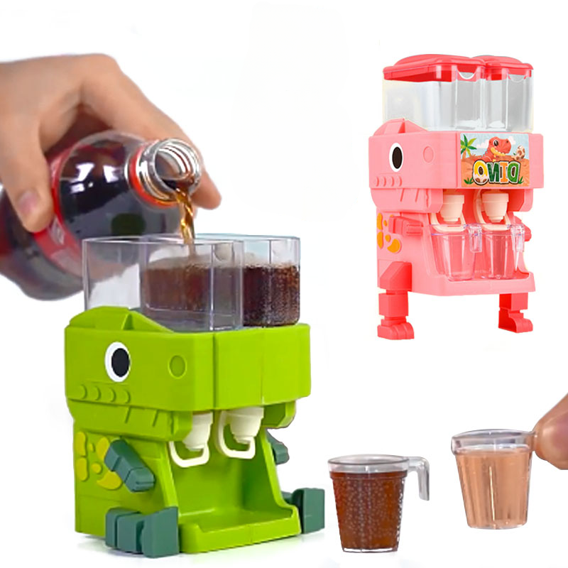 Childrens Dinosaur Dual Water Dispenser Toy Cute Pink Blue ColdWarm Water Juice Drinking Fountain 0