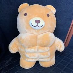 muscle body bear lion plush doll – cute muscular stuffed animal toy, cartoon pillow for boys & girlfriend gifts