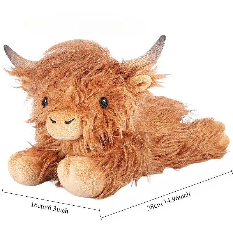 Lying Highland Cow Plush Toy Soft Stuffed Animal Doll Cute Plushie Kawaii Kids Xmas Gift 5
