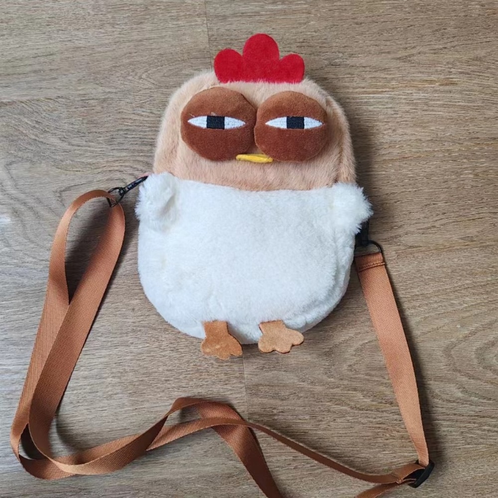 Chicken Plush Shoulder Bag Cute Funny Hen Satchel Purse With Pendant Keychain For Women 5