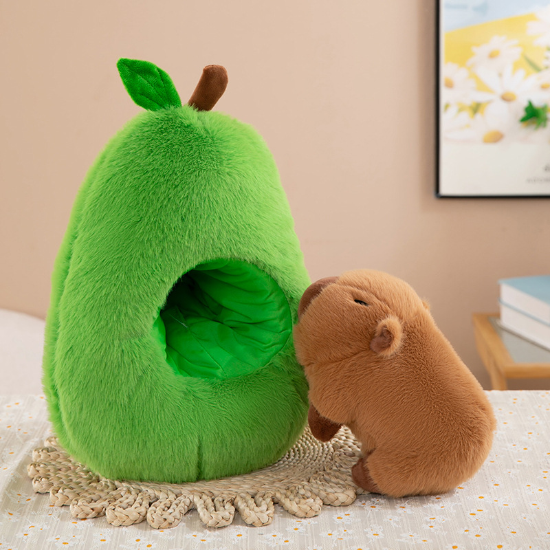 Capybara Avocado Plush Toy – Kawaii Sleeping Pillow with Creative Fruit Design for Birthdays