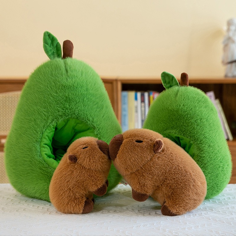 Capybara Avocado Plush Toy – Kawaii Sleeping Pillow with Creative Fruit Design for Birthdays