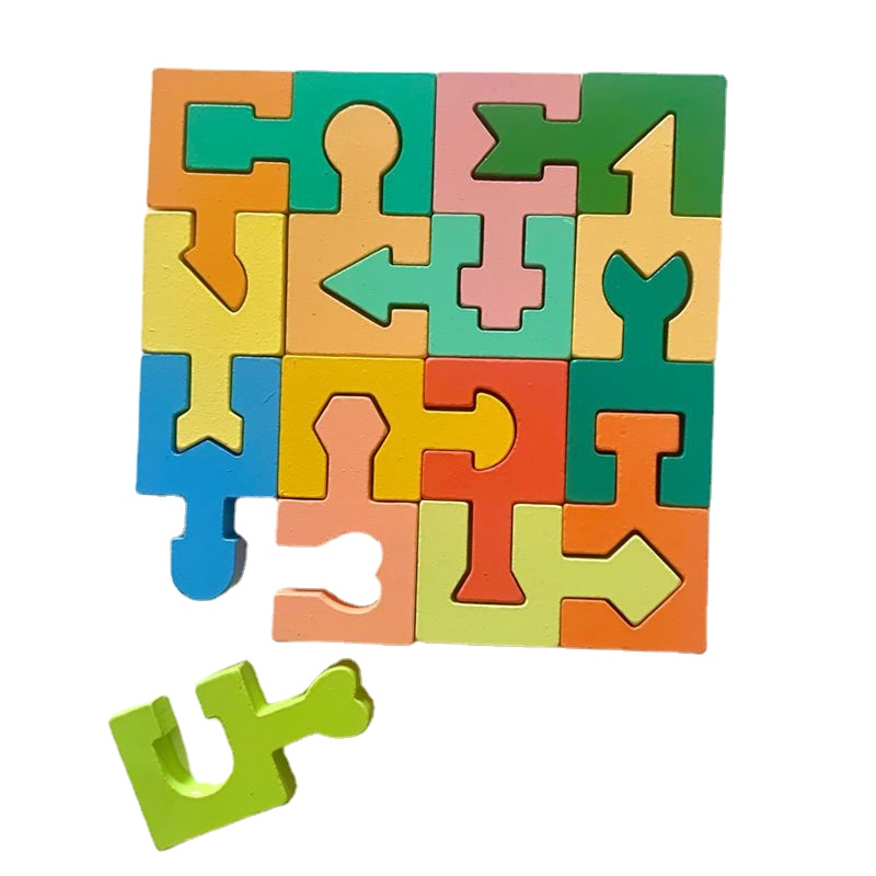 Montessori Shape Matching Wooden Puzzle For Kids Building Blocks Educational Toy For Logical Think 0