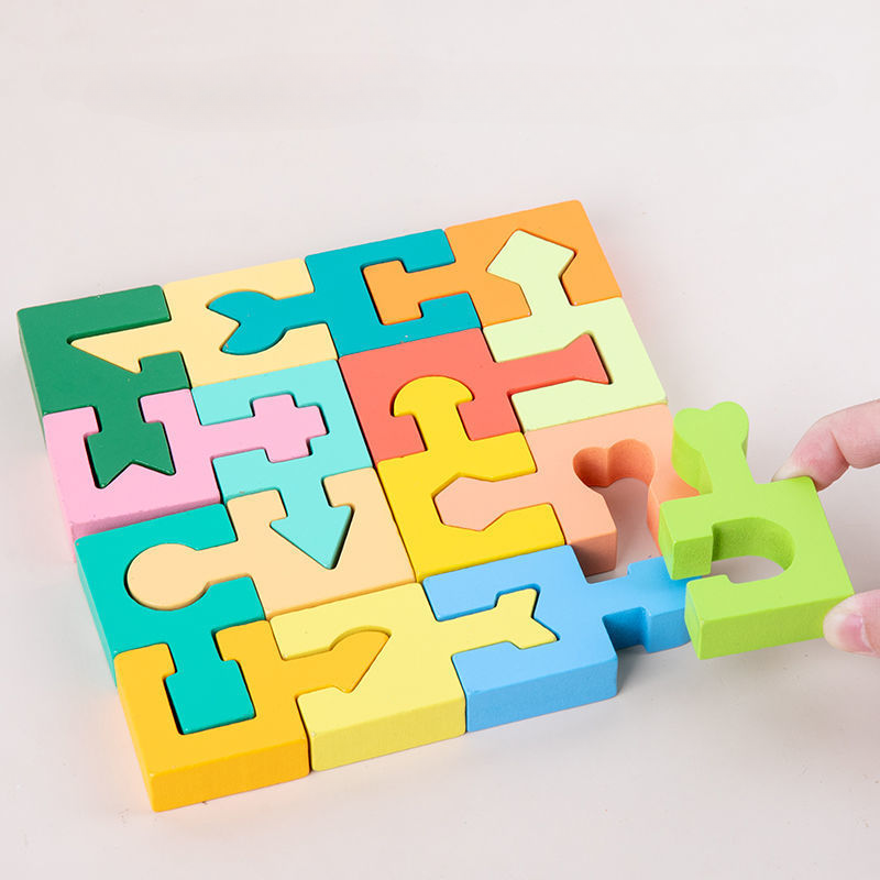 Montessori Shape Matching Wooden Puzzle For Kids Building Blocks Educational Toy For Logical Think 2