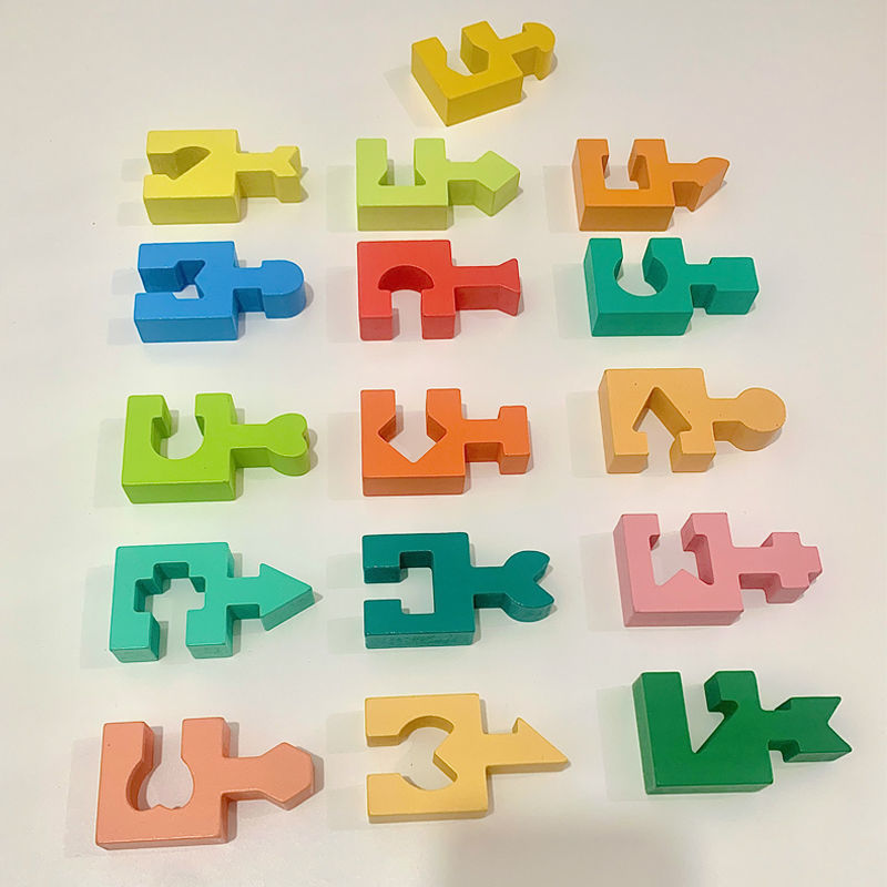 Montessori Shape Matching Wooden Puzzle For Kids Building Blocks Educational Toy For Logical Think 4