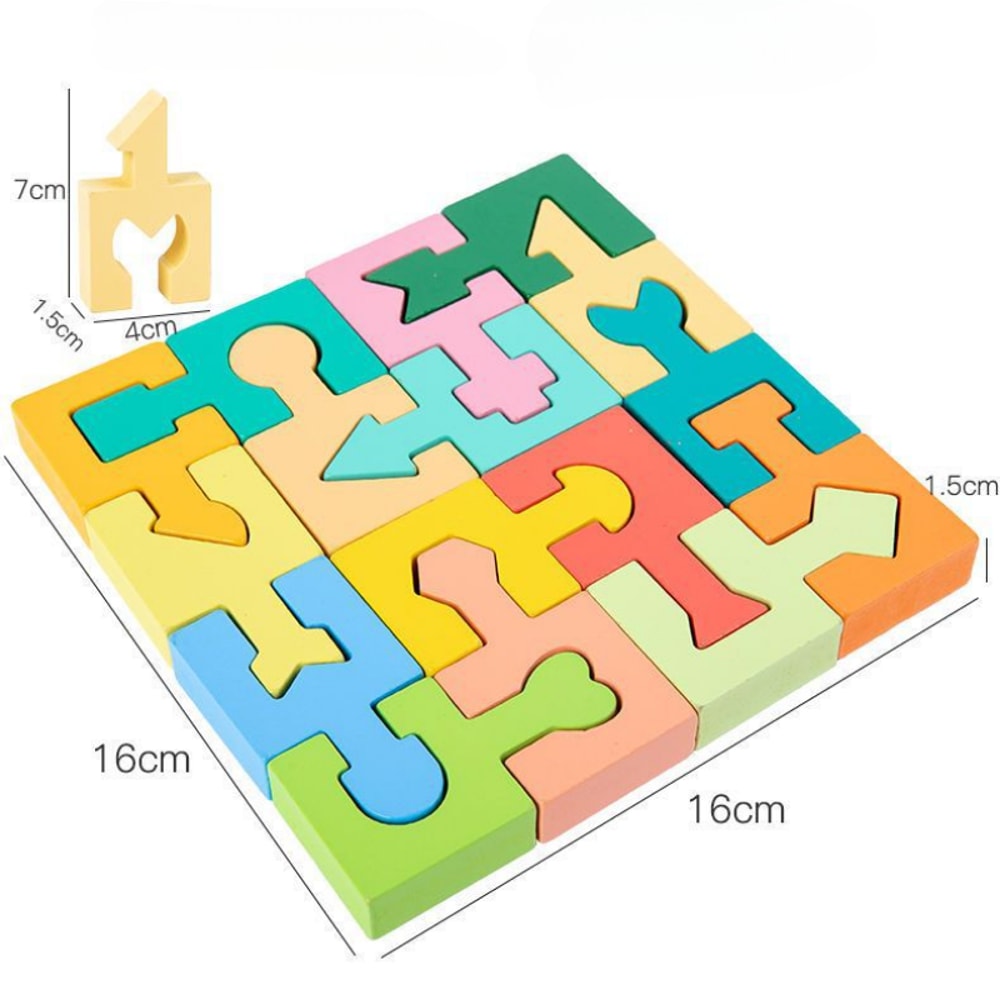 Montessori Shape Matching Wooden Puzzle For Kids Building Blocks Educational Toy For Logical Think 5