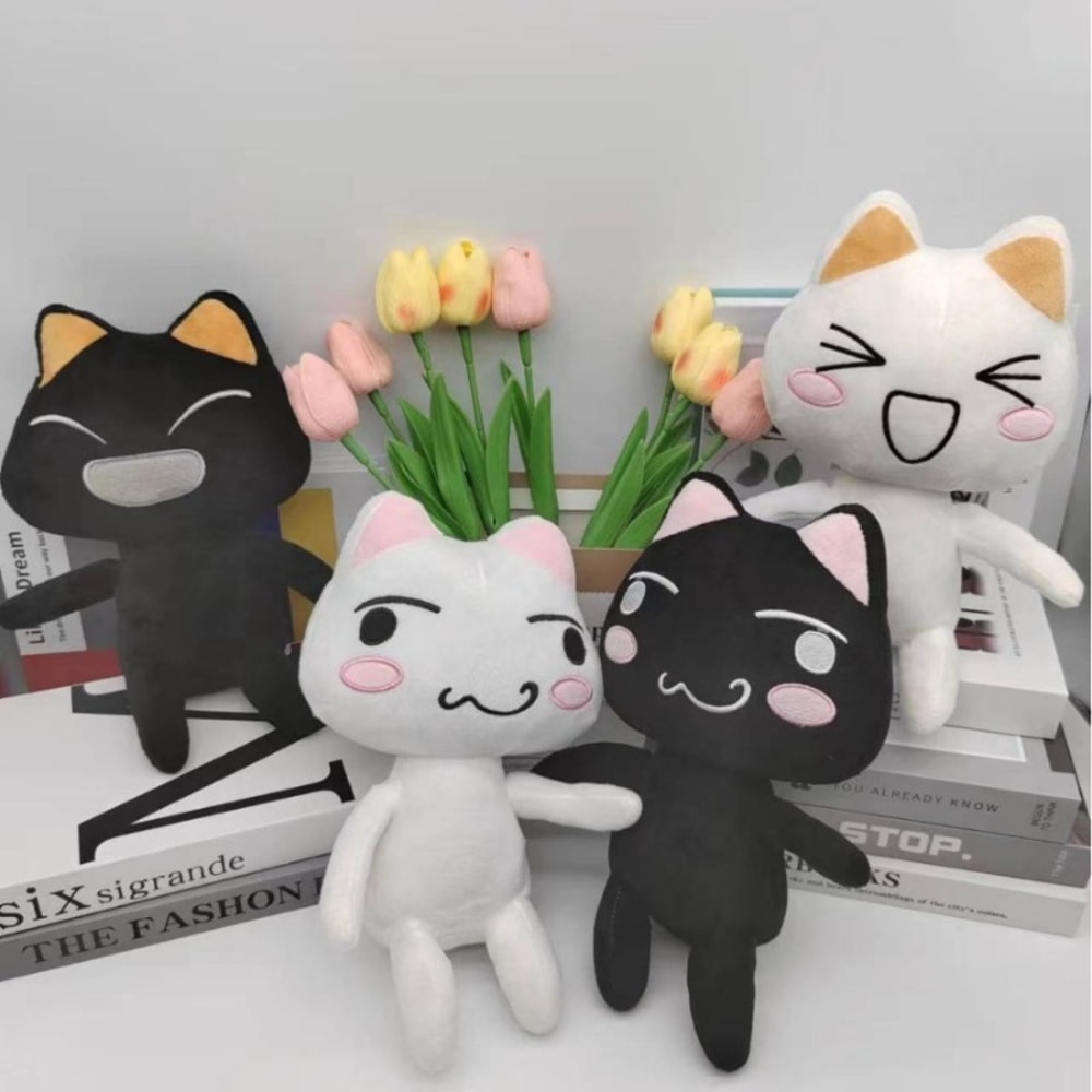 Lovely Cat Plush Toy Black White Cartoon Animal Plushie For Room Decoration Birthday Gifts 1