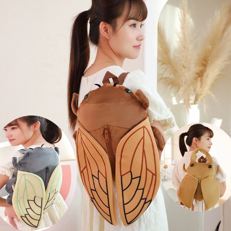 Lifelike Plush Beetle Backpack For Kids Cute Cartoon Insect School Bag Toy 0
