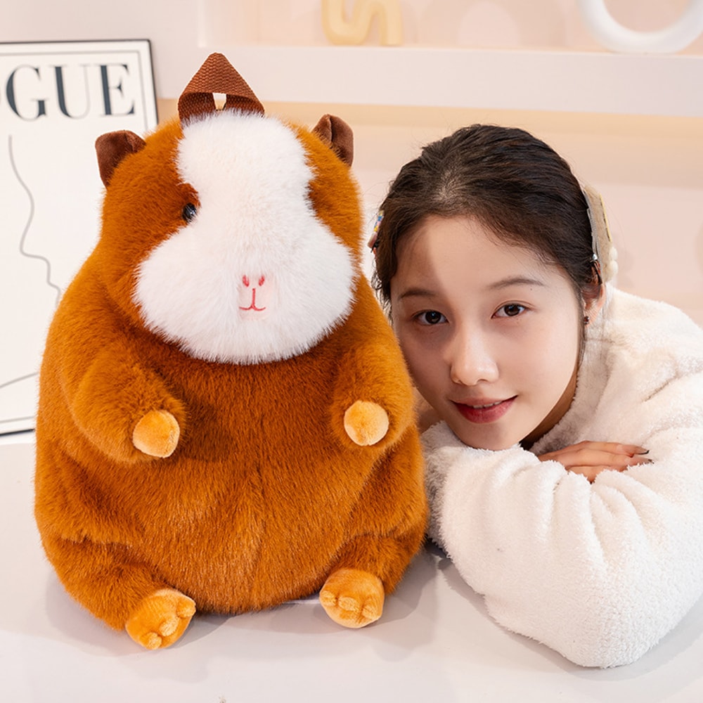 Cute Cartoon Guinea Pig Plush Backpack For Kids Adults Piggy Plushie Bag 4