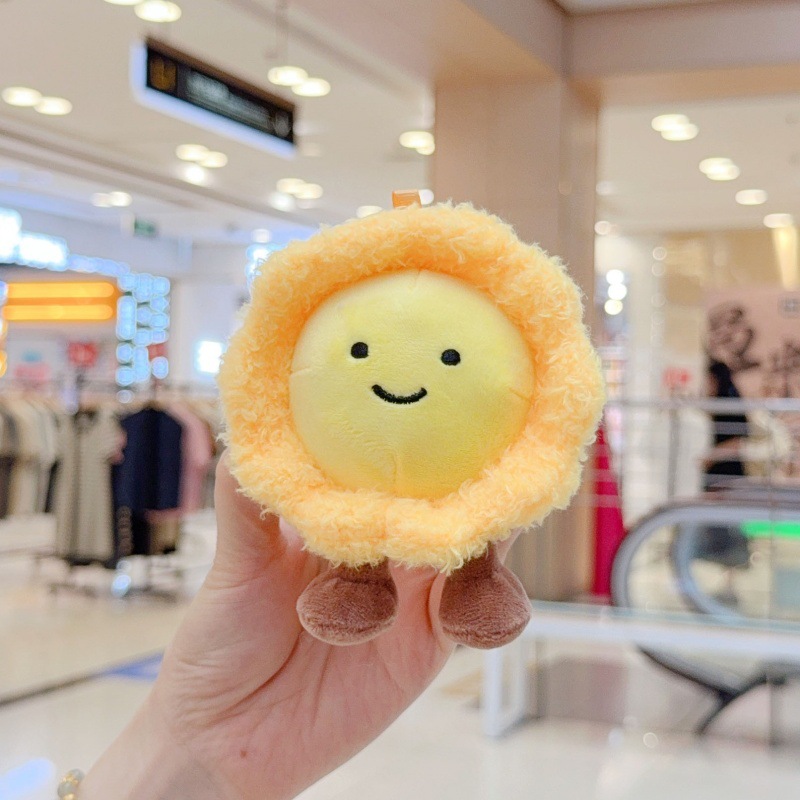 Plush Egg Tart Keychain Sunflower Pendant Cute Plushie Toy Creative Bag Accessories For Women 1