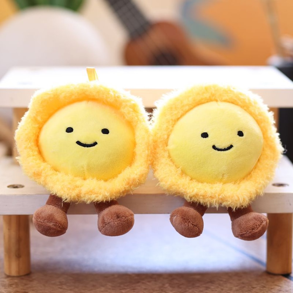 Plush Egg Tart Keychain Sunflower Pendant Cute Plushie Toy Creative Bag Accessories For Women 4