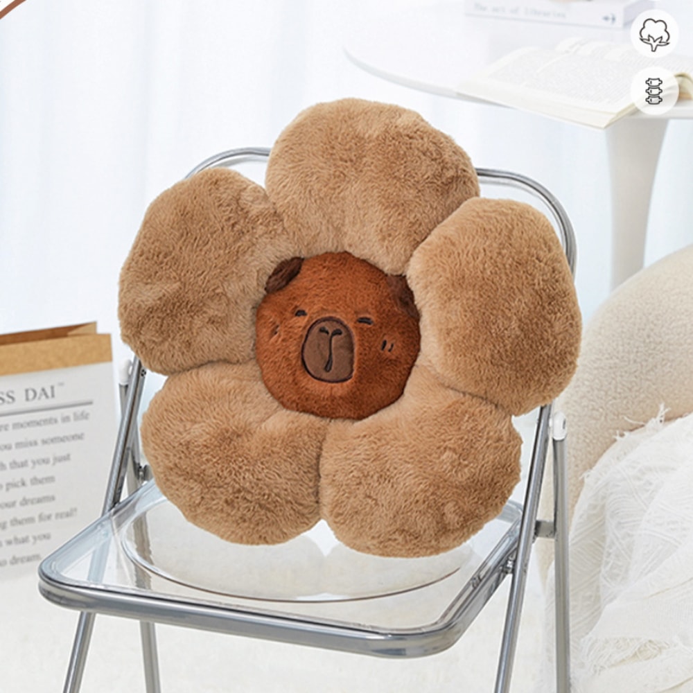 Cute Capybara Flower Cushion Soft Comfort Throw Pillow for Office, Car, and Home Decor