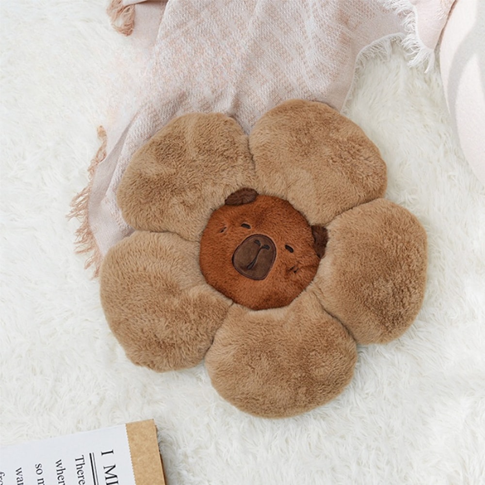 Cute Capybara Flower Cushion Soft Comfort Throw Pillow for Office, Car, and Home Decor