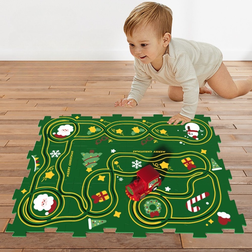 Electric Puzzle Train Racing Rail Car Model Educational Toy Children Track Car Jigsaw Toy Adventure Brain Interactive Game