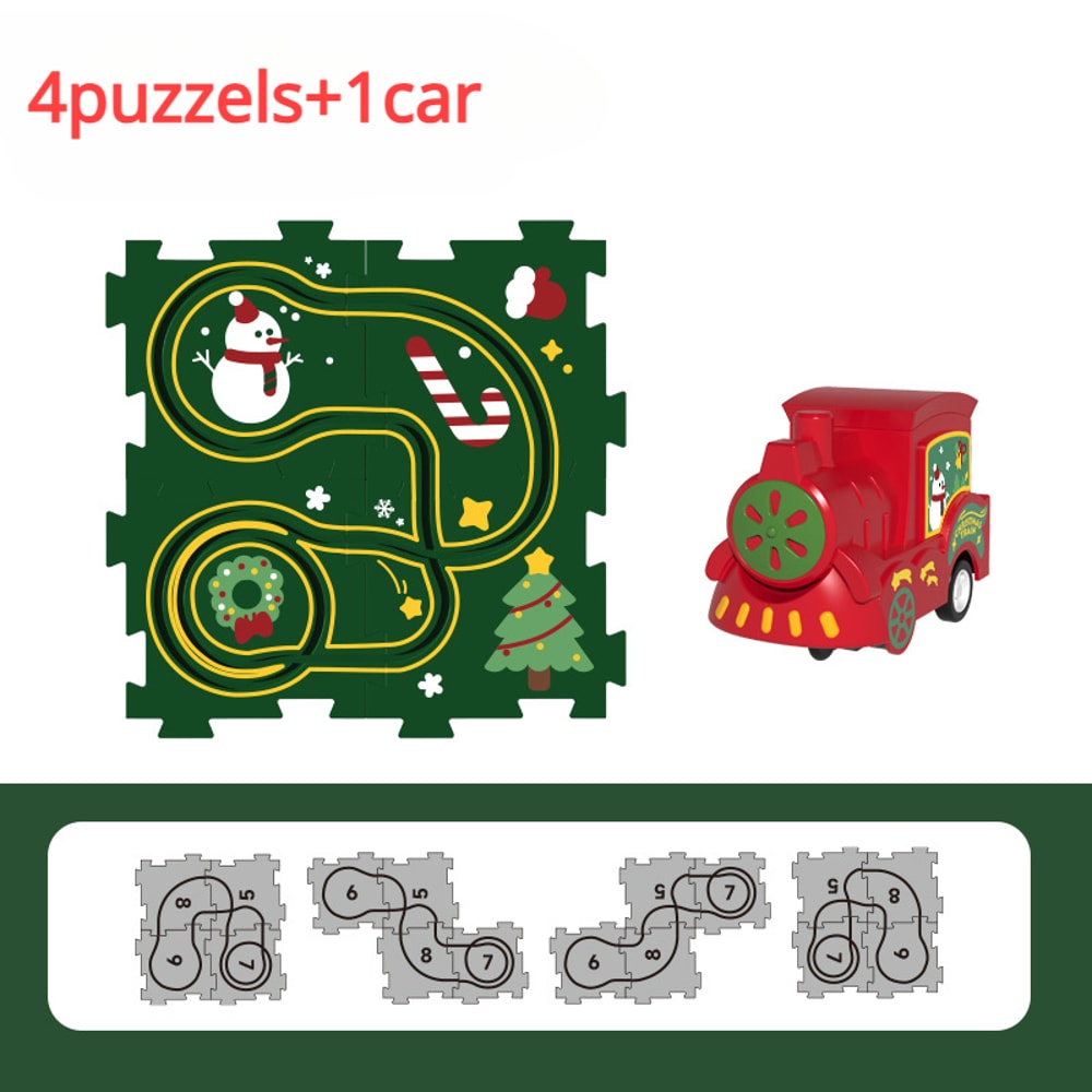 Electric Puzzle Train Racing Rail Car Model Educational Toy Children Track Car Jigsaw Toy Adventure Brain Interactive Game