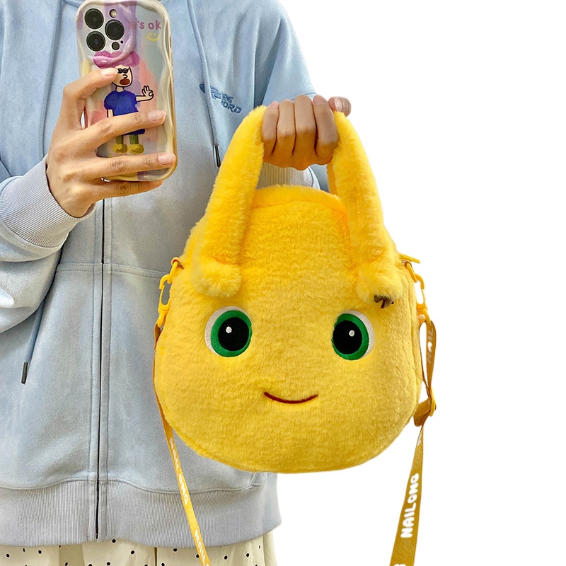 Cute Milk Dragon Plush Handbag Large Capacity Cartoon Shoulder Bag For Winter Fall 0