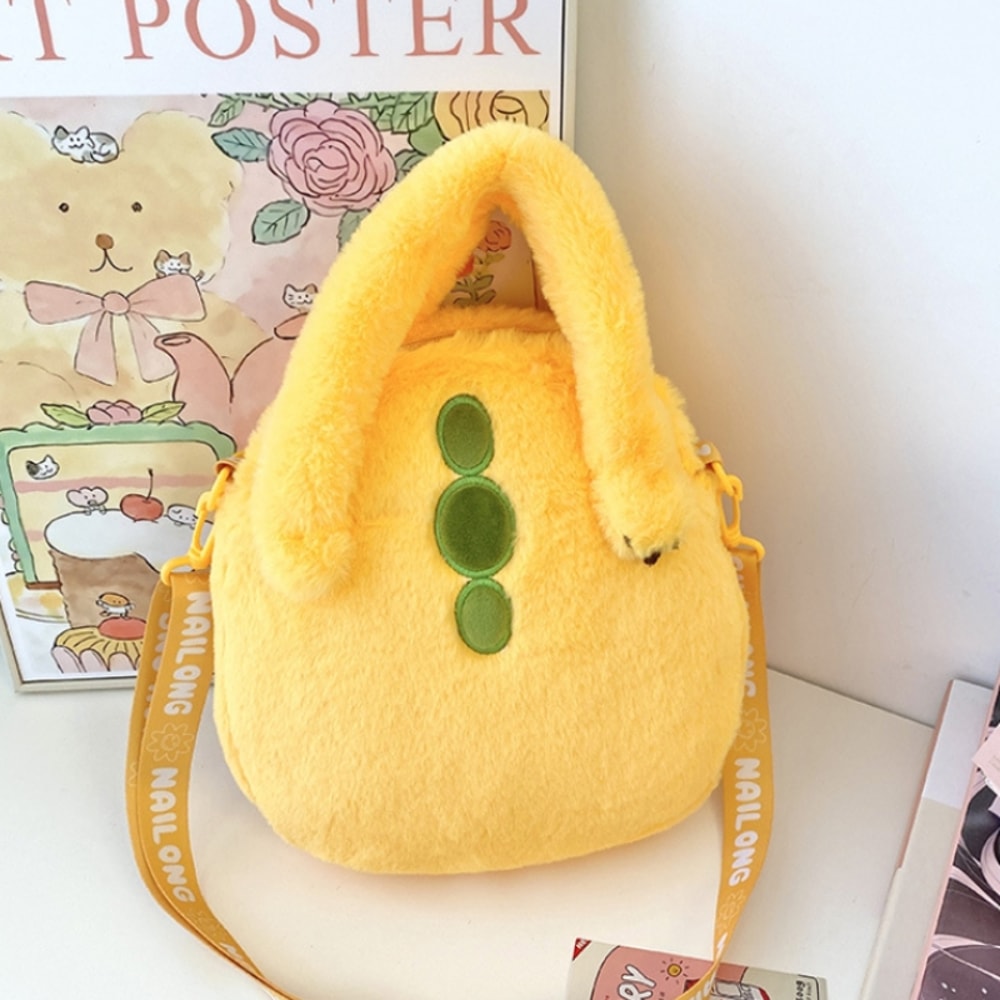 Cute Milk Dragon Plush Handbag Large Capacity Cartoon Shoulder Bag For Winter Fall 2