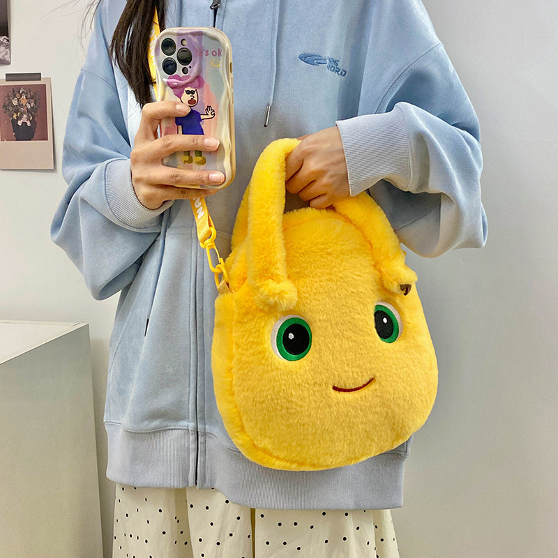 Cute Milk Dragon Plush Handbag Large Capacity Cartoon Shoulder Bag For Winter Fall 4