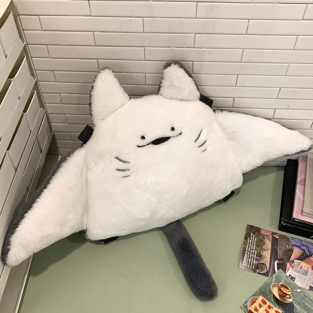 Creative Manta Ray Plush Backpack Cute Fluffy Cartoon Animal Crossbody Schoolbag For Women 1