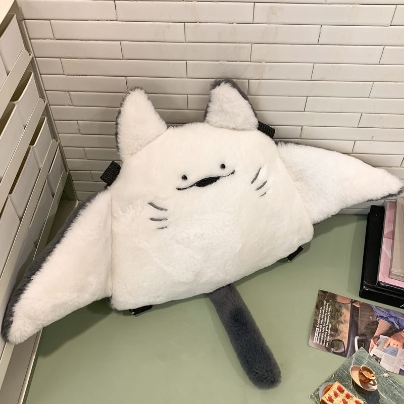 Creative Manta Ray Plush Backpack Cute Fluffy Cartoon Animal Crossbody Schoolbag For Women 1